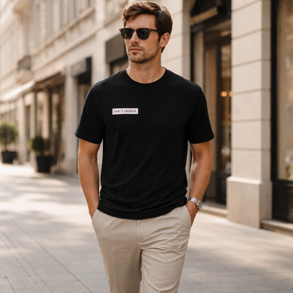THAT’S ENOUGH. Minimal T-Shirt – Black