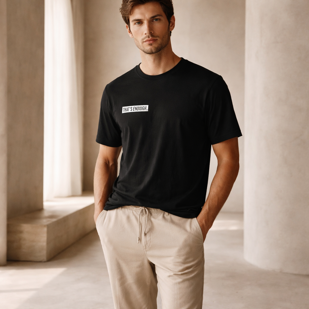 THAT’S ENOUGH. Minimal T-Shirt – Black