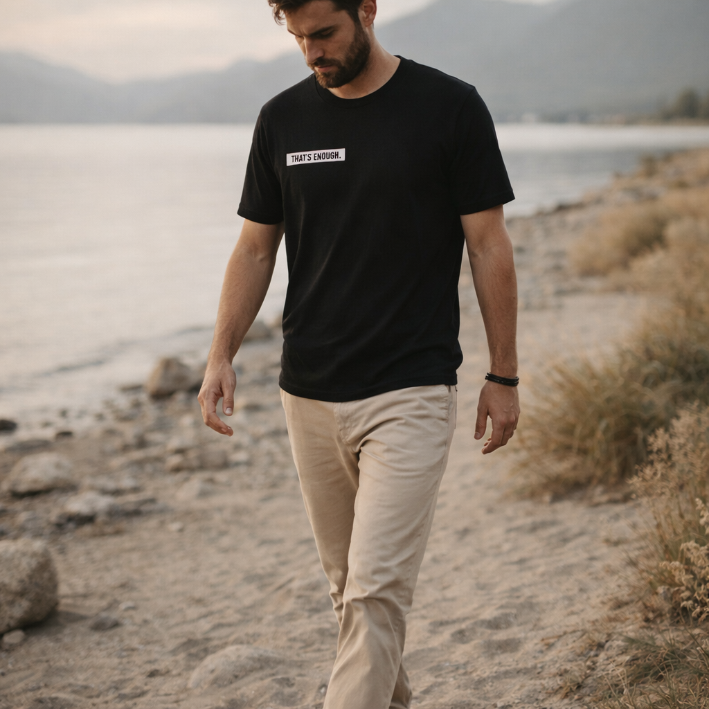 THAT’S ENOUGH. Minimal T-Shirt – Black