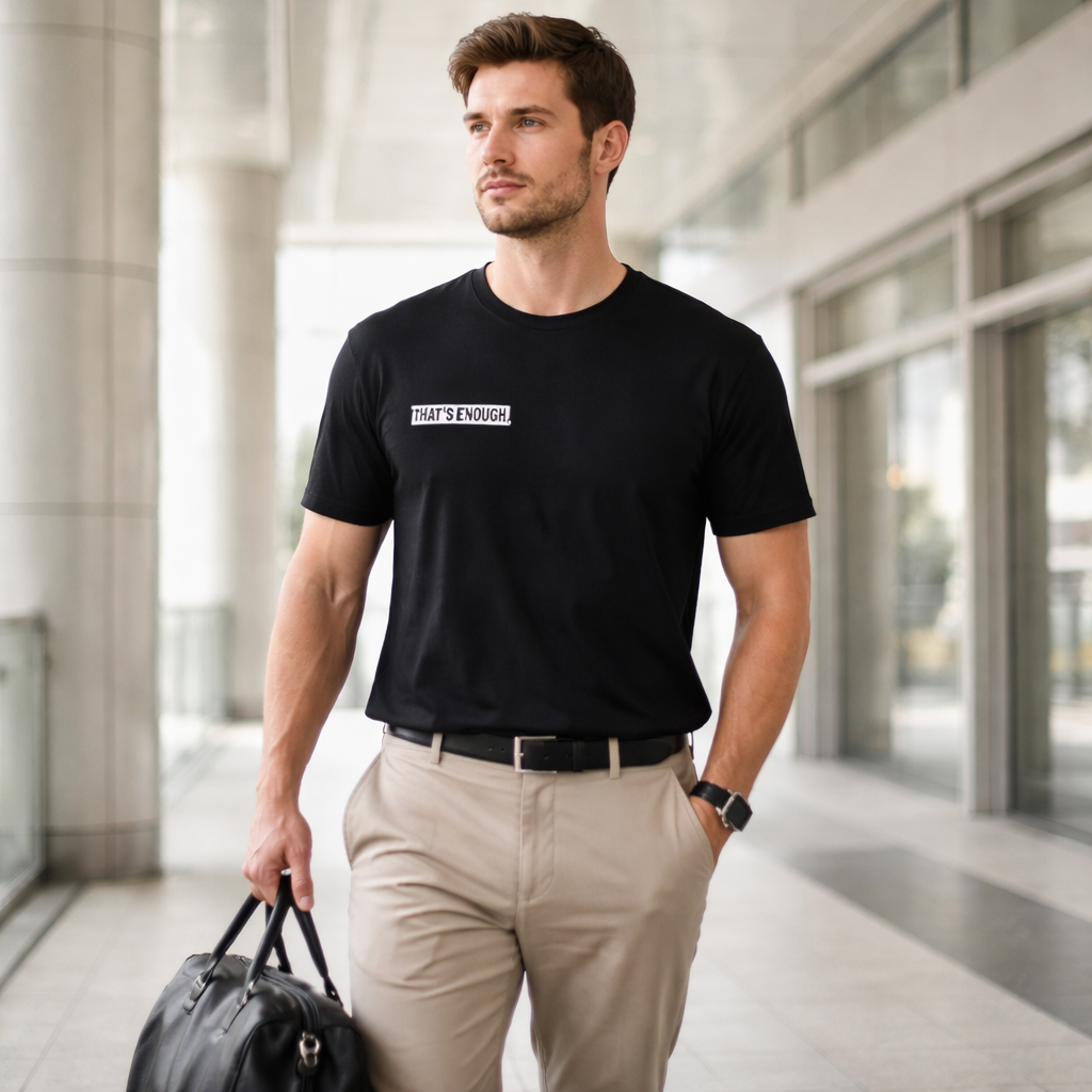 THAT’S ENOUGH. Minimal T-Shirt – Black