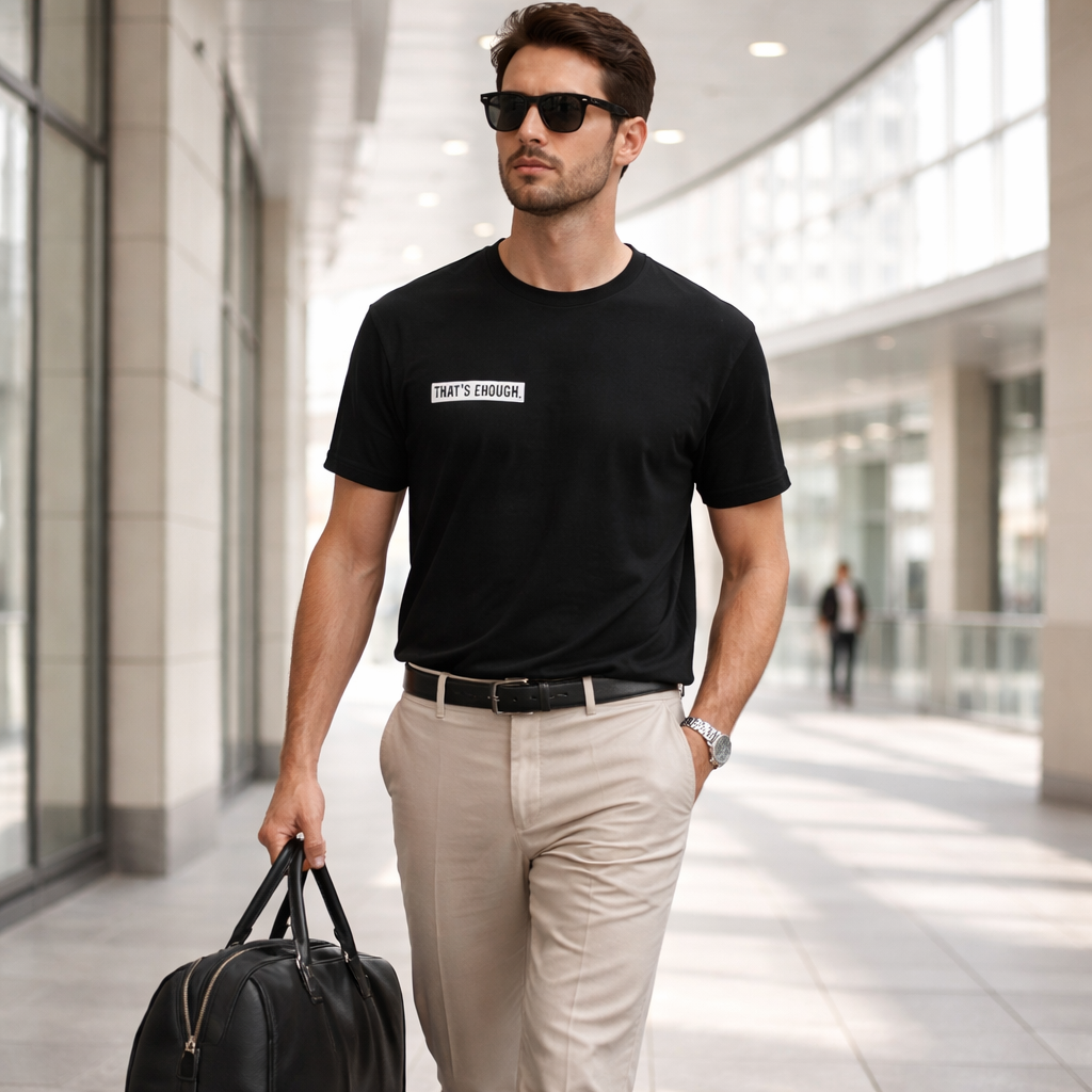 THAT’S ENOUGH. Minimal T-Shirt – Black