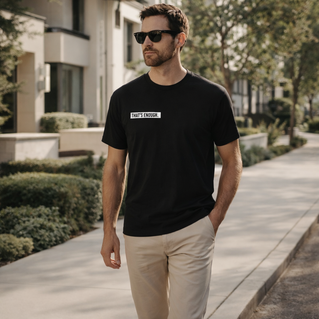 THAT’S ENOUGH. Minimal T-Shirt – Black