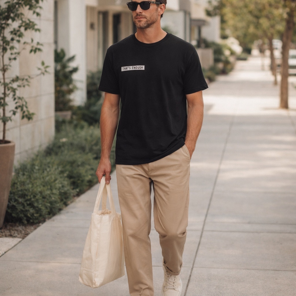 THAT’S ENOUGH. Minimal T-Shirt – Black