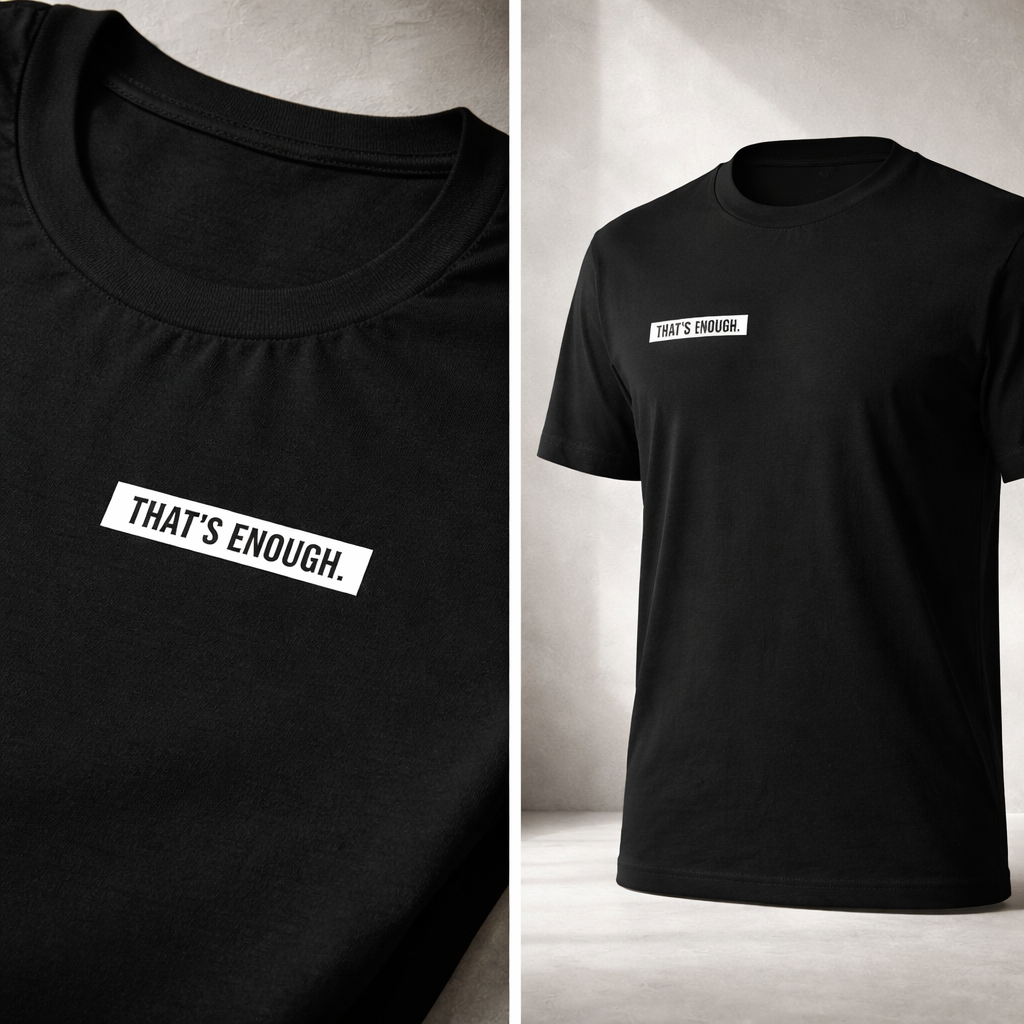 THAT’S ENOUGH. Minimal T-Shirt – Black