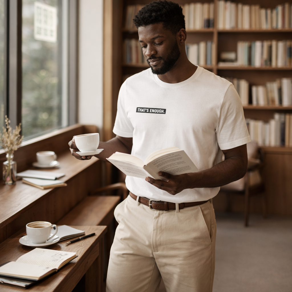 THAT’S ENOUGH. Minimal T-Shirt – White