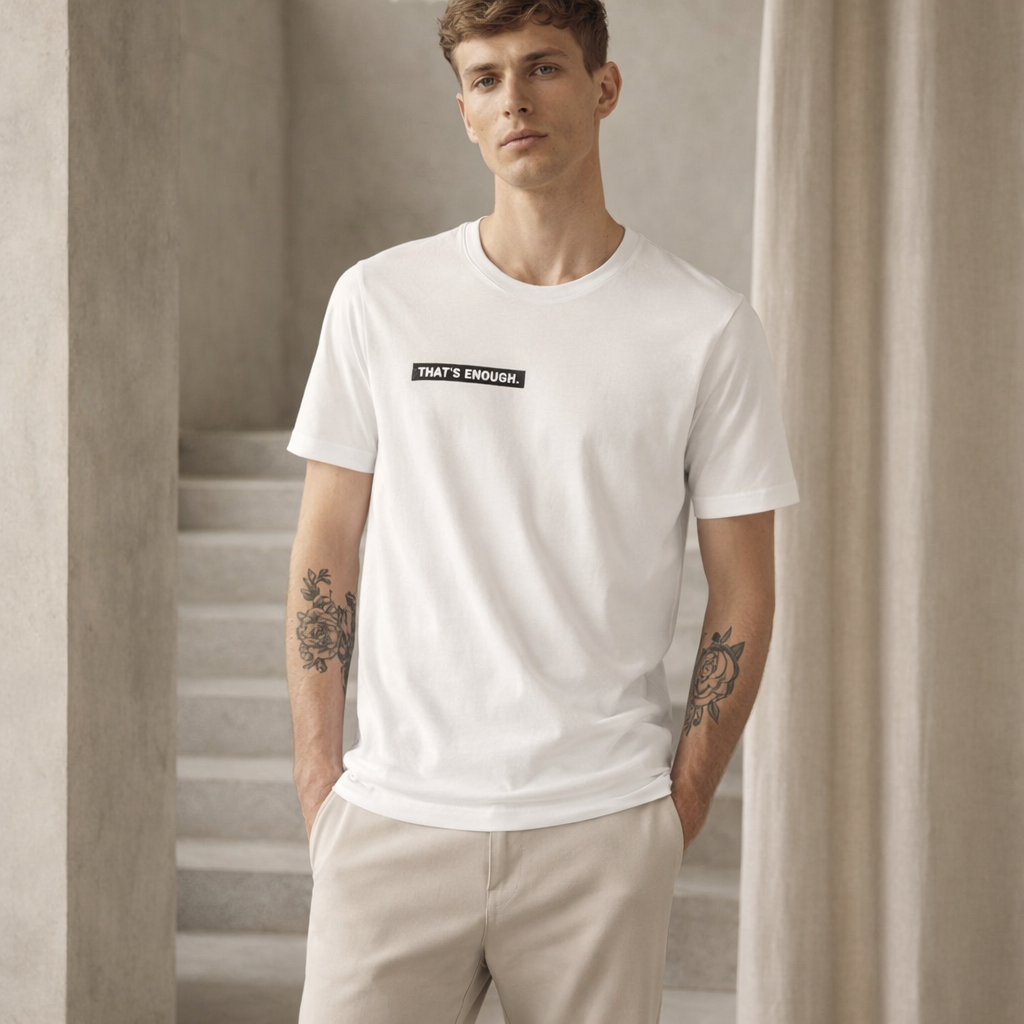 THAT’S ENOUGH. Minimal T-Shirt – White