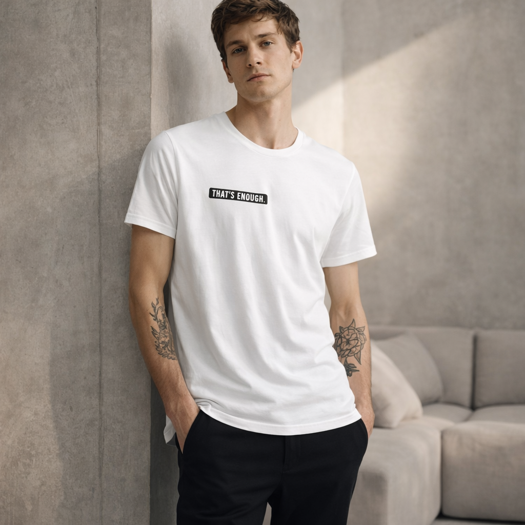 THAT’S ENOUGH. Minimal T-Shirt – White