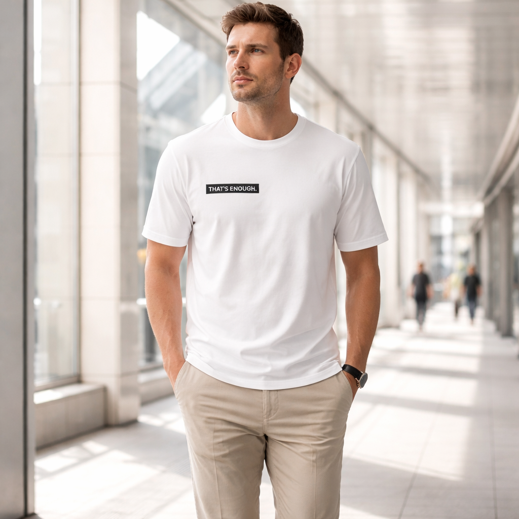 THAT’S ENOUGH. Minimal T-Shirt – White